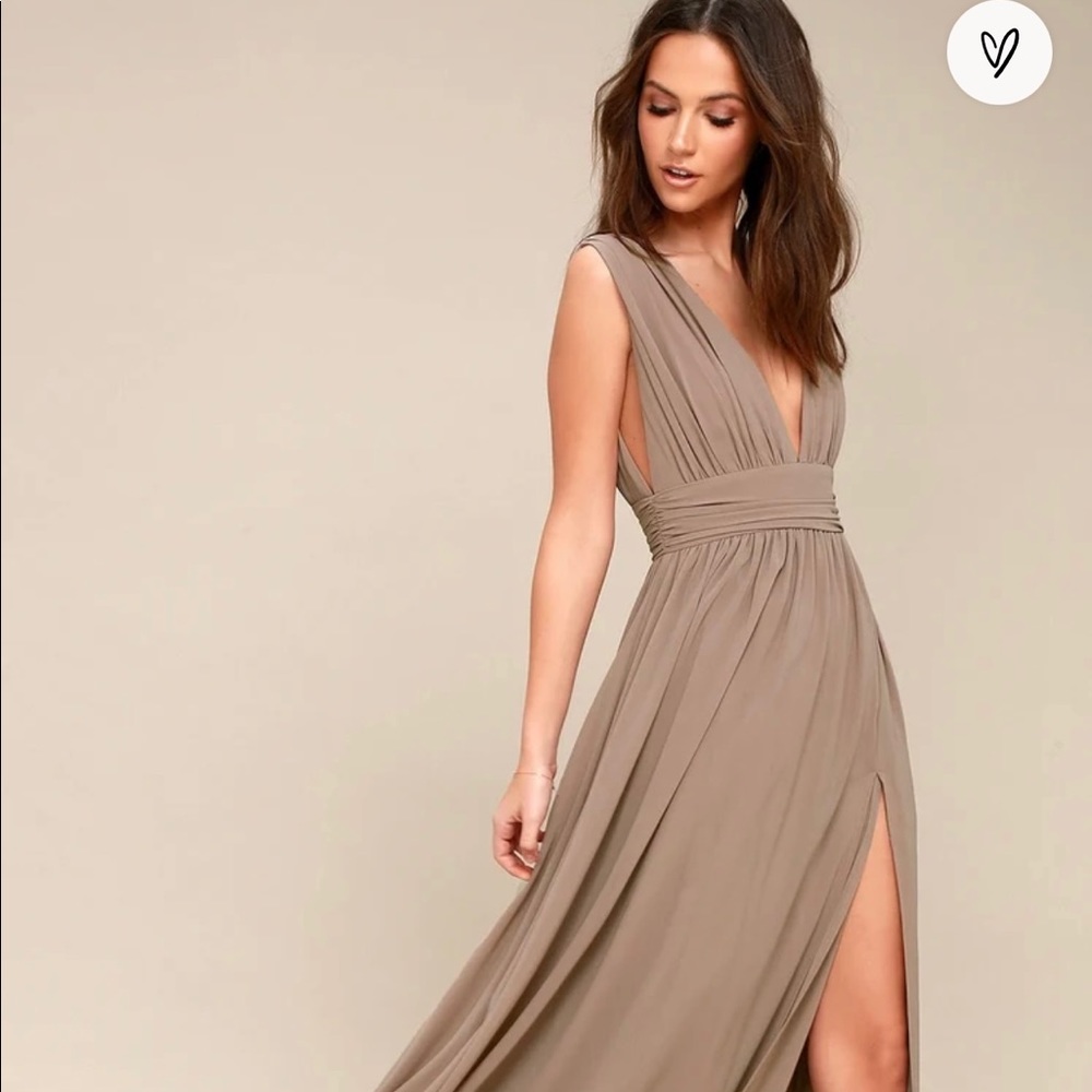 Heavenly Hues Taupe Maxi Dress